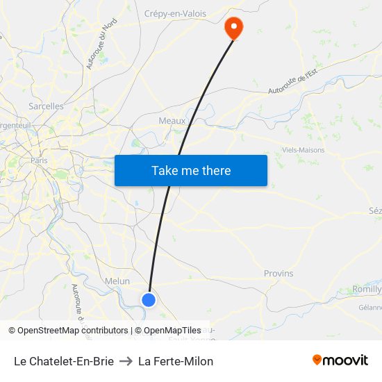 Le Chatelet-En-Brie to La Ferte-Milon map