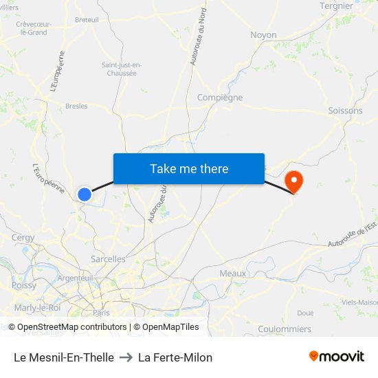 Le Mesnil-En-Thelle to La Ferte-Milon map