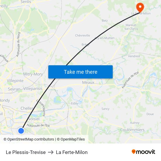 Le Plessis-Trevise to La Ferte-Milon map