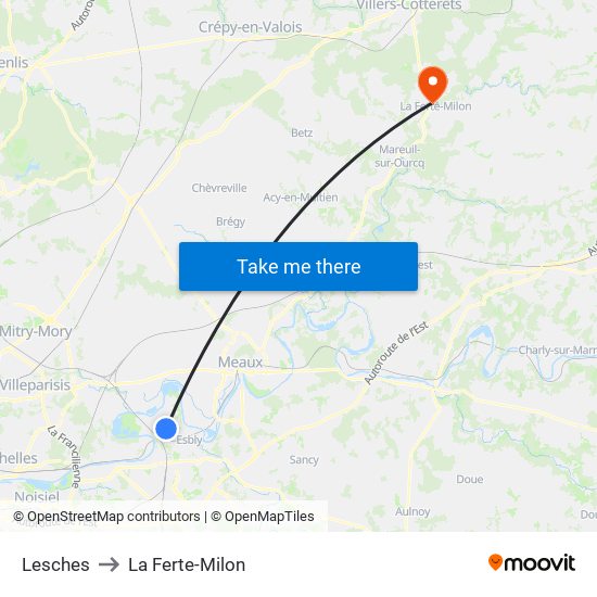 Lesches to La Ferte-Milon map