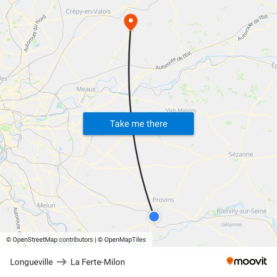 Longueville to La Ferte-Milon map