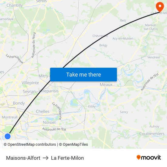 Maisons-Alfort to La Ferte-Milon map