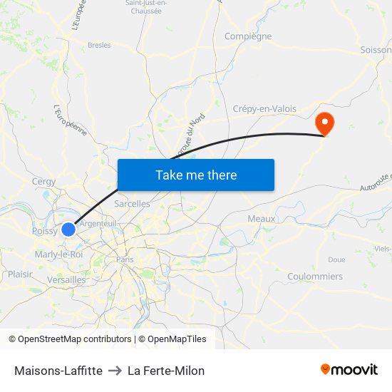 Maisons-Laffitte to La Ferte-Milon map