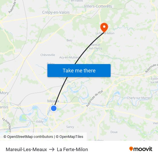 Mareuil-Les-Meaux to La Ferte-Milon map