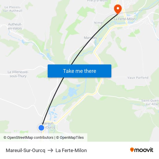 Mareuil-Sur-Ourcq to La Ferte-Milon map