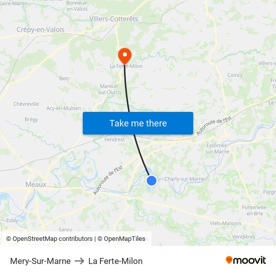 Mery-Sur-Marne to La Ferte-Milon map