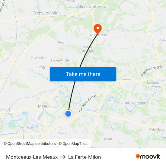 Montceaux-Les-Meaux to La Ferte-Milon map