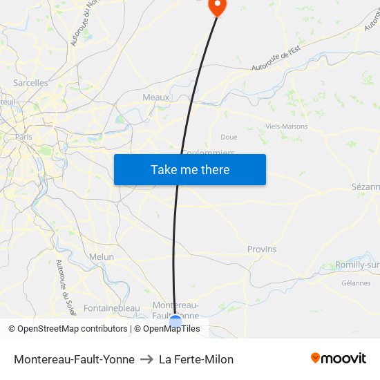 Montereau-Fault-Yonne to La Ferte-Milon map