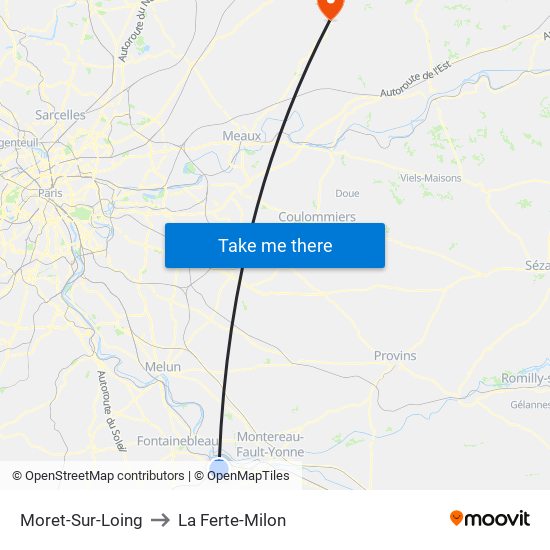 Moret-Sur-Loing to La Ferte-Milon map