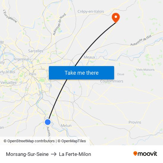 Morsang-Sur-Seine to La Ferte-Milon map