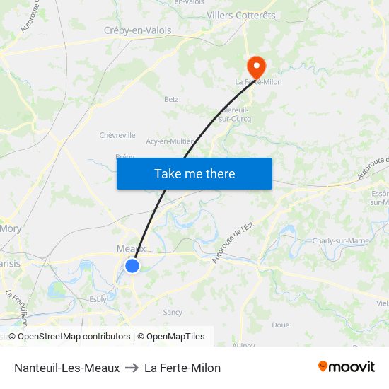 Nanteuil-Les-Meaux to La Ferte-Milon map
