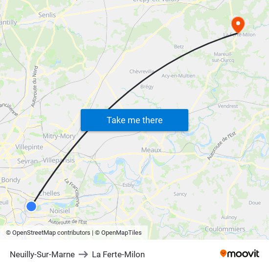 Neuilly-Sur-Marne to La Ferte-Milon map