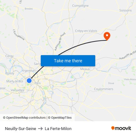 Neuilly-Sur-Seine to La Ferte-Milon map