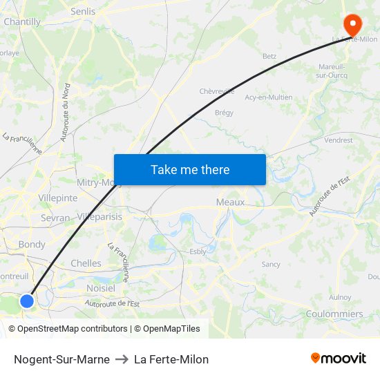 Nogent-Sur-Marne to La Ferte-Milon map