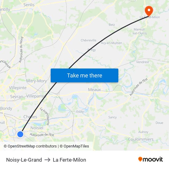 Noisy-Le-Grand to La Ferte-Milon map