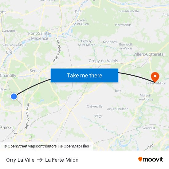 Orry-La-Ville to La Ferte-Milon map