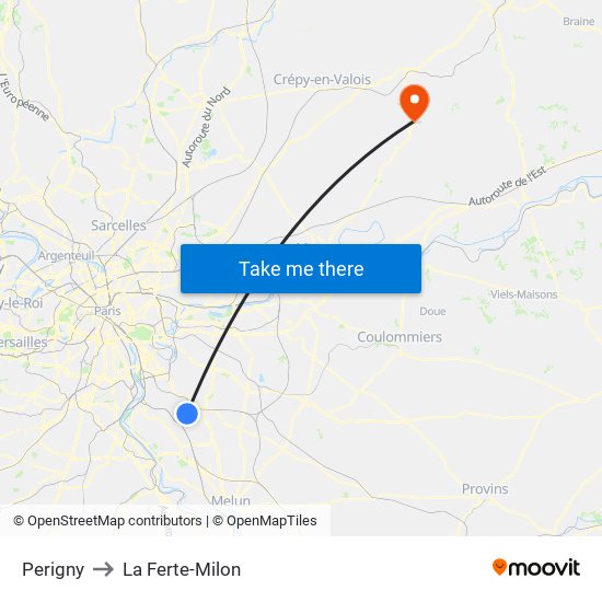 Perigny to La Ferte-Milon map