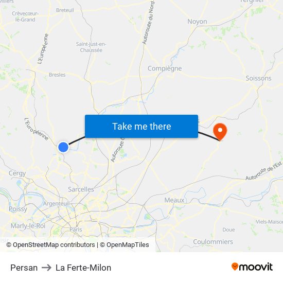 Persan to La Ferte-Milon map