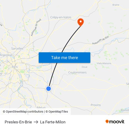 Presles-En-Brie to La Ferte-Milon map