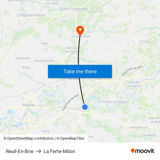 Reuil-En-Brie to La Ferte-Milon map