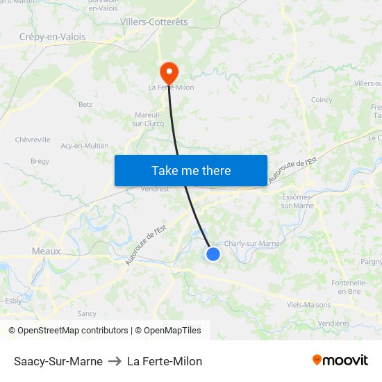 Saacy-Sur-Marne to La Ferte-Milon map