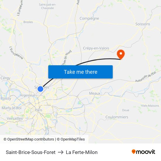 Saint-Brice-Sous-Foret to La Ferte-Milon map