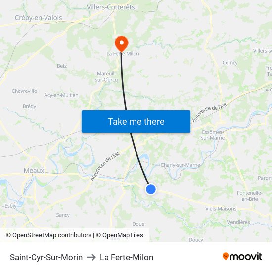 Saint-Cyr-Sur-Morin to La Ferte-Milon map