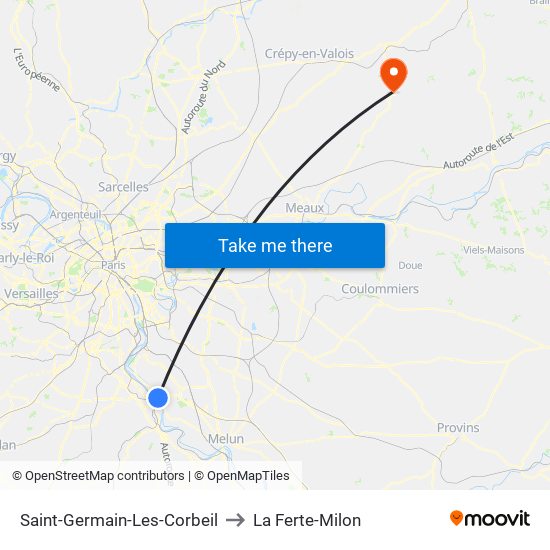 Saint-Germain-Les-Corbeil to La Ferte-Milon map
