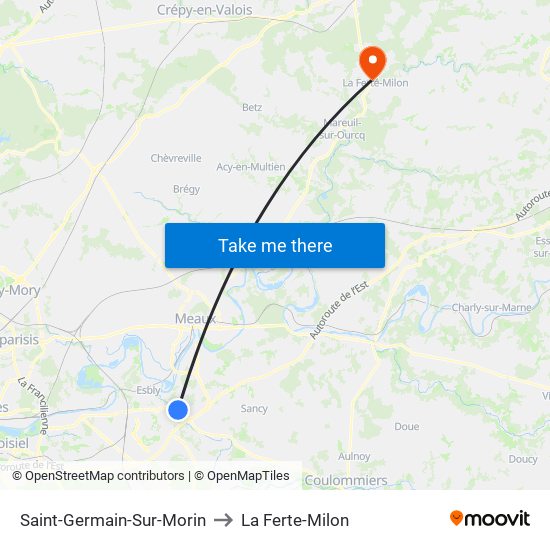 Saint-Germain-Sur-Morin to La Ferte-Milon map