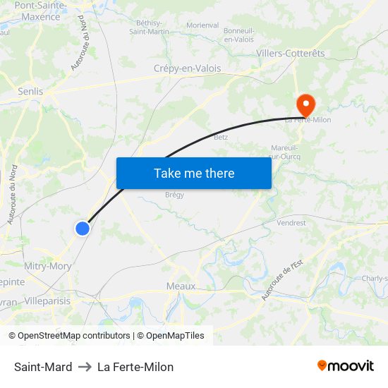 Saint-Mard to La Ferte-Milon map