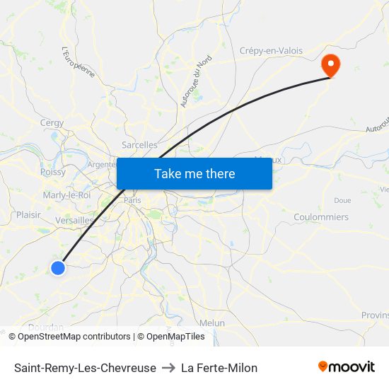 Saint-Remy-Les-Chevreuse to La Ferte-Milon map