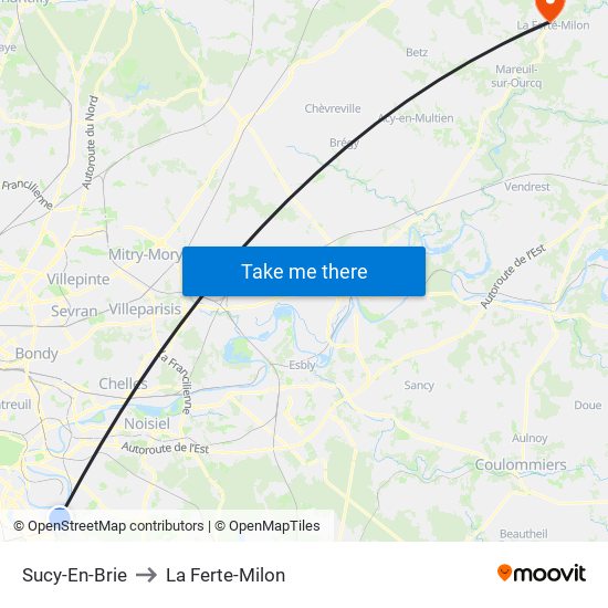 Sucy-En-Brie to La Ferte-Milon map