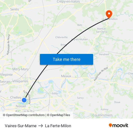 Vaires-Sur-Marne to La Ferte-Milon map