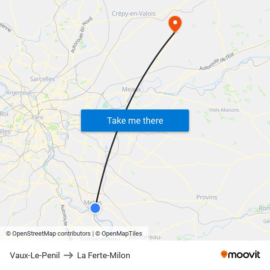 Vaux-Le-Penil to La Ferte-Milon map