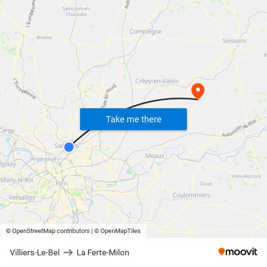 Villiers-Le-Bel to La Ferte-Milon map