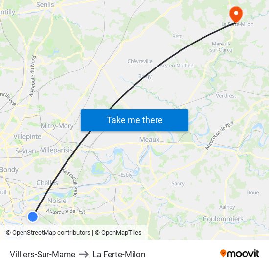Villiers-Sur-Marne to La Ferte-Milon map