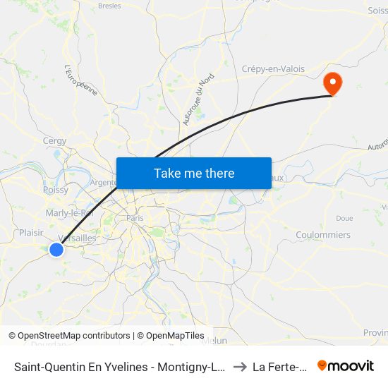 Saint-Quentin En Yvelines - Montigny-Le-Bretonneux to La Ferte-Milon map