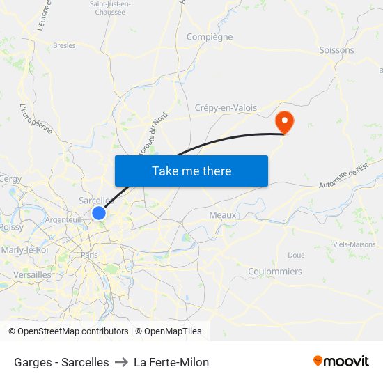 Garges - Sarcelles to La Ferte-Milon map