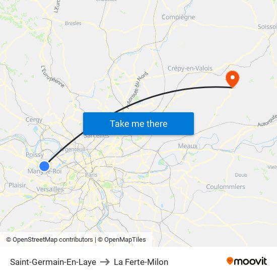 Saint-Germain-En-Laye to La Ferte-Milon map