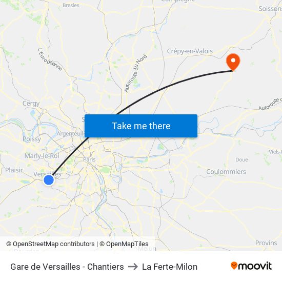 Gare de Versailles - Chantiers to La Ferte-Milon map