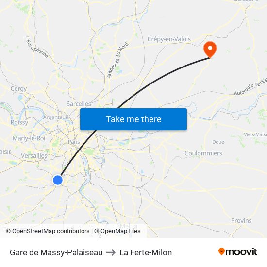 Gare de Massy-Palaiseau to La Ferte-Milon map