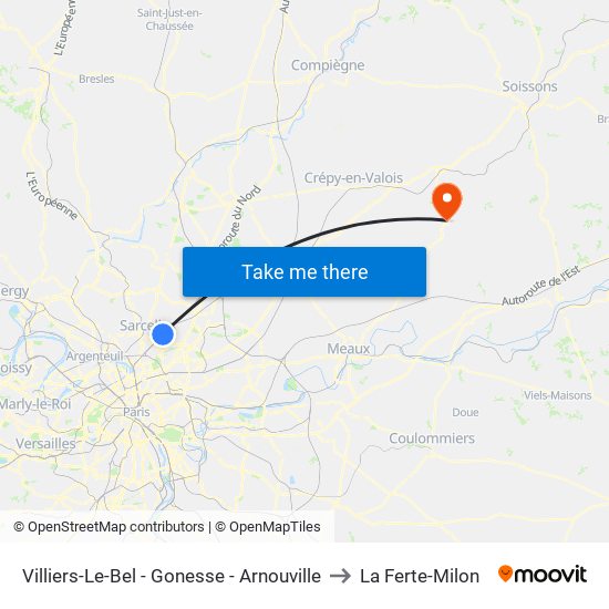 Villiers-Le-Bel - Gonesse - Arnouville to La Ferte-Milon map