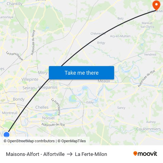 Maisons-Alfort - Alfortville to La Ferte-Milon map