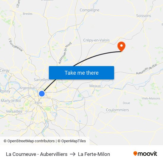 La Courneuve - Aubervilliers to La Ferte-Milon map