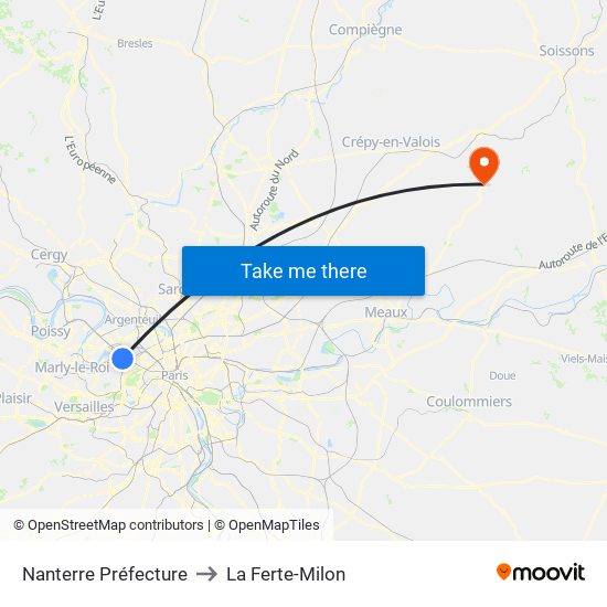 Nanterre Préfecture to La Ferte-Milon map