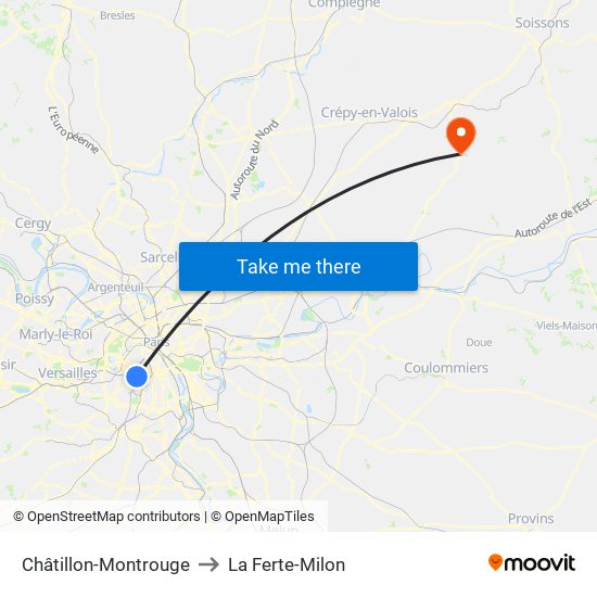 Châtillon-Montrouge to La Ferte-Milon map