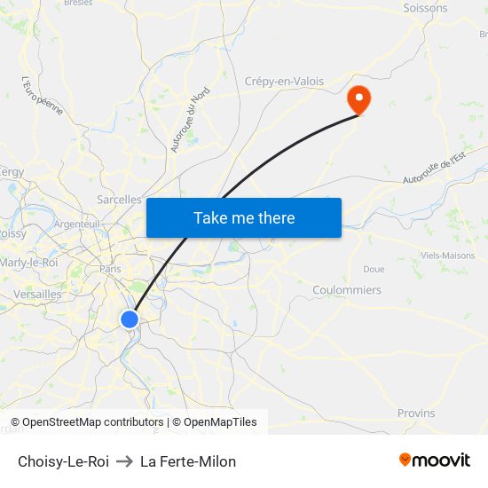 Choisy-Le-Roi to La Ferte-Milon map