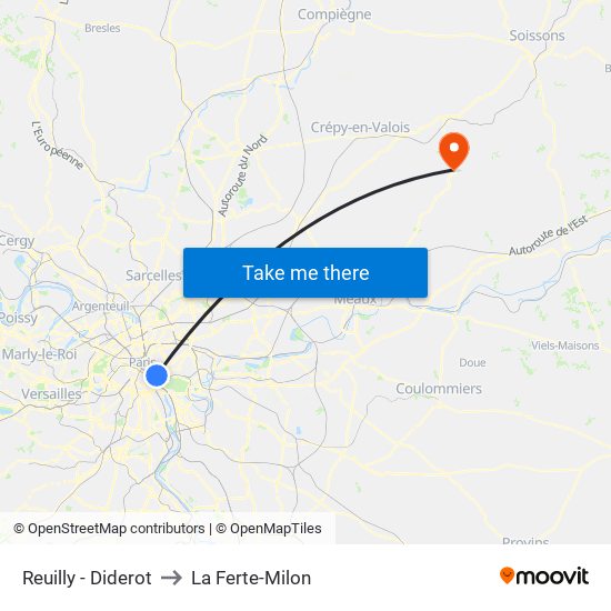 Reuilly - Diderot to La Ferte-Milon map