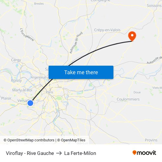 Viroflay - Rive Gauche to La Ferte-Milon map