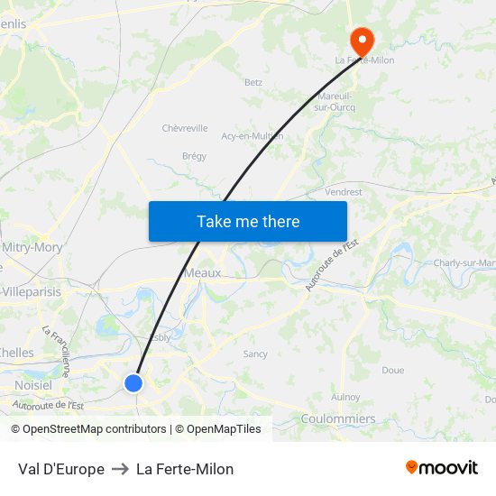Val D'Europe to La Ferte-Milon map